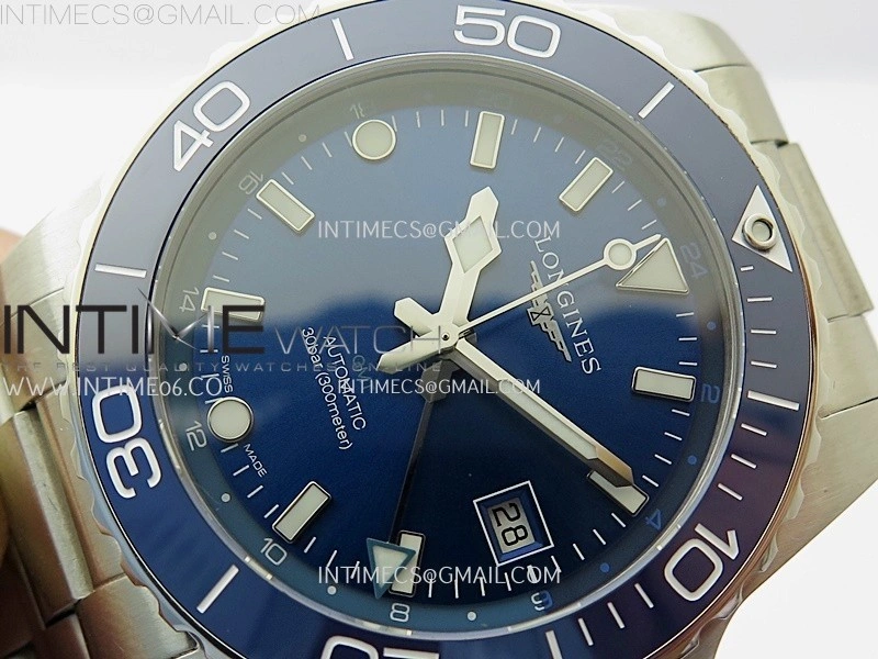 Hydroconquest L3.790.4 43mm SS Blue Ceramic Bezel ETC 1:1 Best Edition Blue Dial on SS Bracelet A2836